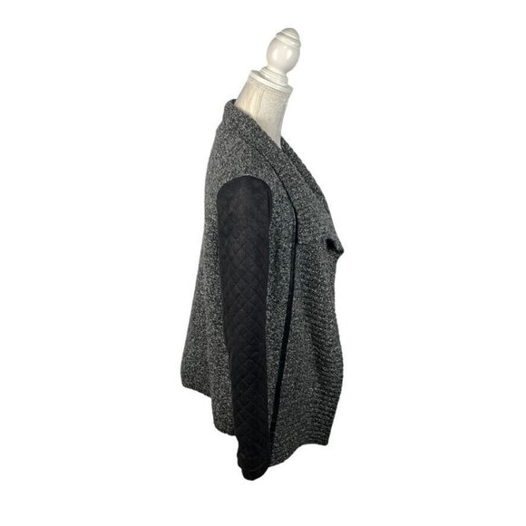 Kikit Marled Open Front Cardigan Sweater Black White Grey Embossed Sleeve M - Picture 6 of 9